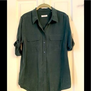Equipment hunter green silk blouse